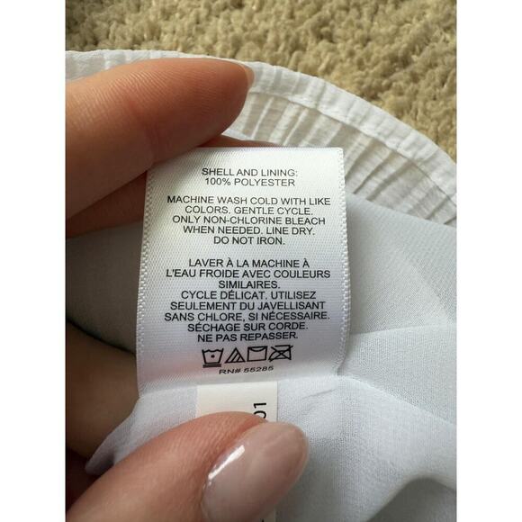 Express Pleated Sheer Off The Shoulder Peplum Top Pearl White Womens Medium - Picture 6 of 8